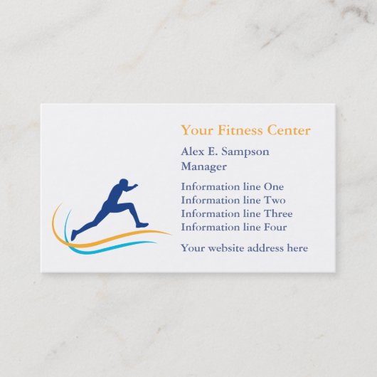 Carte De Visite Blue Athlete Gold Swirl Fitness (Devant)