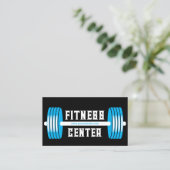Carte De Visite Blue Barbells Personal Trainer Black Fitness (Debout devant)