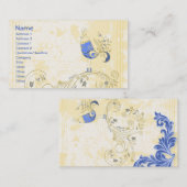 Carte De Visite Blue Bird mignonne Girl Retro Floral (Devant / Derrière)