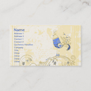 Carte De Visite Blue Bird Retro Floral Art