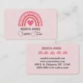 Carte De Visite Blue Boho Rainbow Cute Substitut Enseignant (Devant / Derrière)