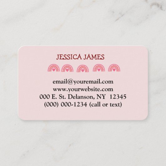 Carte De Visite Blue Boho Rainbow Cute Substitut Enseignant (Dos)