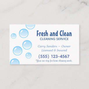 Carte De Visite Blue Bubble Design House Cleaning Service