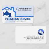 Carte De Visite Blue Building Frame Leaking Faucet (Devant / Derrière)