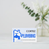 Carte De Visite Blue Building Pipe Frame Leaking Faucet (Debout devant)