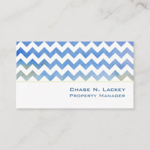Carte De Visite Blue Chevron Moderne Minimal