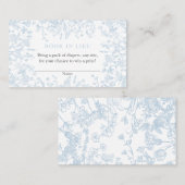 Carte De Visite Blue Chinoiserie Book In Lieu Card, Jeu de douche (Devant / Derrière)