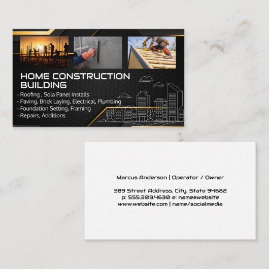 Carte De Visite Blue Collar Workers | General Contractor (Devant / Derrière)
