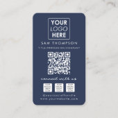 Carte De Visite Blue Connect with Us Social Media QR Code Logo (Devant)