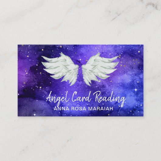 Carte De Visite *~* Blue Cosmos Stars Galaxy Angel Wing Universe B (Devant)