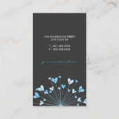 Carte De Visite Blue Dandelions Love Hearts Whimsical Profile Card (Dos)