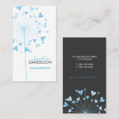 Carte De Visite Blue Dandelions Love Hearts Whimsical Profile Card (Devant / Derrière)