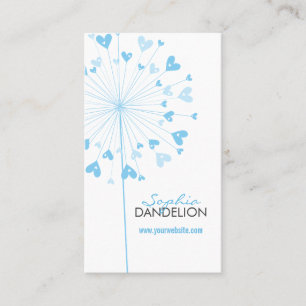 Carte De Visite Blue Dandelions Love Hearts Whimsical Profile Card