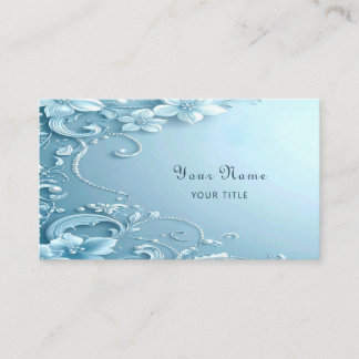 Carte De Visite Blue Decorative Floral Business Card