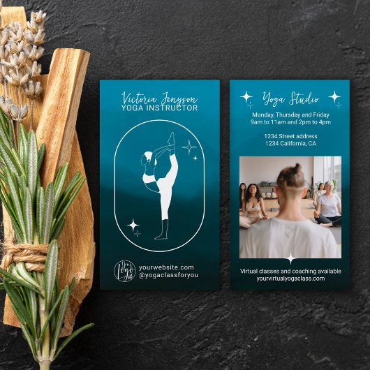 Carte De Visite Blue dégradé étoile Yoga professeur studio profess