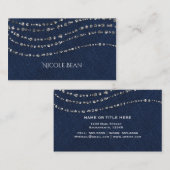 Carte De Visite Blue Denim & Diamonds Faux Sparkle Bling (Devant / Derrière)