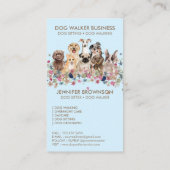 Carte De Visite Blue Dog Walker Service Nom cadeau gratuit (Dos)