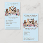Carte De Visite Blue Dog Walker Service Nom cadeau gratuit (Devant / Derrière)