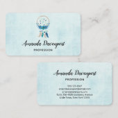 Carte De Visite Blue Dreamcatcher Design Boho élégant (Devant / Derrière)