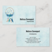 Carte De Visite Blue Dreamcatcher Style Boho élégant (Devant / Derrière)