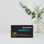 Carte De Visite Blue Electrician Signage Vignette (Debout devant)