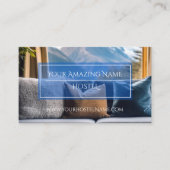 Carte De Visite Blue Elegant Hostel Photo Delicy Design Clair (Devant)