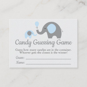 Carte De Visite Blue Elephant Baby shower Candy Guesser Jeu