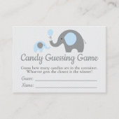 Carte De Visite Blue Elephant Baby shower Candy Guesser Jeu (Devant)
