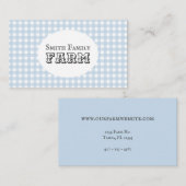 Carte De Visite Blue En vichy Country Farm Shabby Chic (Devant / Derrière)