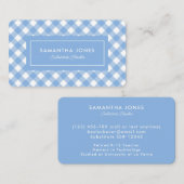 Carte De Visite Blue En vichy Plaid Substitut Enseignant Coordonné (Devant / Derrière)