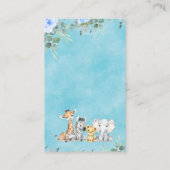 Carte De Visite Blue Eucalyptus Safari Baby shower Déchets Raffle (Dos)
