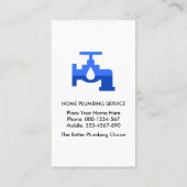 Carte De Visite Blue Faucet Plumbing Motif (Dos)