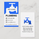 Carte De Visite Blue Faucet Plumbing Motif (Devant / Derrière)