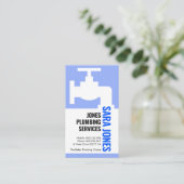 Carte De Visite Blue Faucet Votre Nom Flux d'eau (Debout devant)