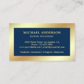 Carte De Visite Blue Faux Gold Foil Clinique dentaire dentiste (Dos)