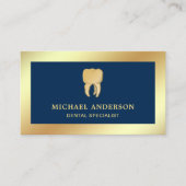Carte De Visite Blue Faux Gold Foil Clinique dentaire dentiste (Devant)