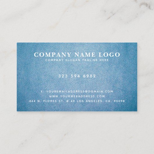 Carte De Visite Blue Faux Leather (Dos)