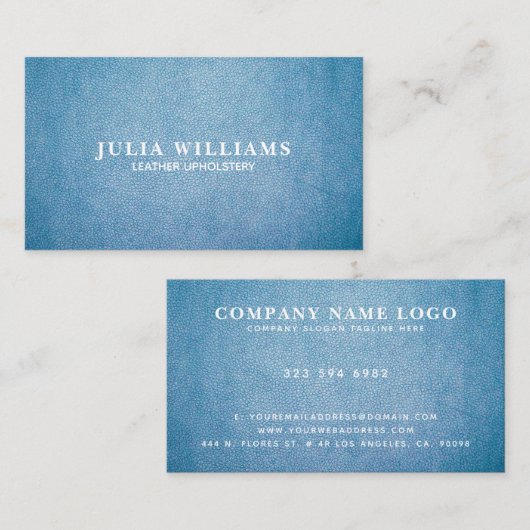 Carte De Visite Blue Faux Leather (Devant / Derrière)