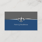 Carte De Visite Blue Fleur de Lis gris moderne (Dos)