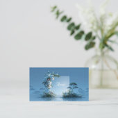 Carte De Visite Blue Floral Arch Misty Waterscape Minimalist (Debout devant)