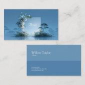 Carte De Visite Blue Floral Arch Misty Waterscape Minimalist (Devant / Derrière)