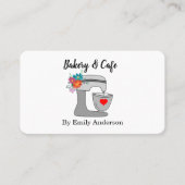 Carte De Visite Blue Floral Cake Mixer Bakery (Devant)