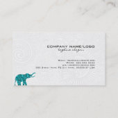 Carte De Visite Blue Floral Elephant Blanc Damas (Dos)
