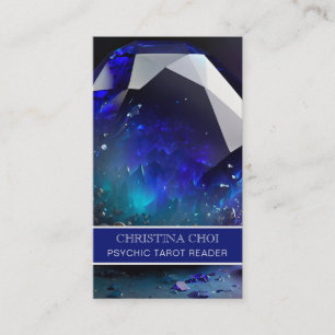 Carte De Visite Blue Gemstone Crystal Psychic Tarot Reader QR Code
