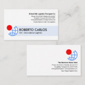 Carte De Visite Blue Globe Red Sun Satellite Logistique (Devant / Derrière)