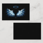 Carte De Visite Blue Glowing Angel Wings on black background (Devant / Derrière)