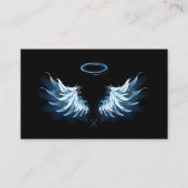 Carte De Visite Blue Glowing Angel Wings on black background (Devant)