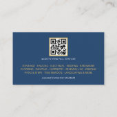 Carte De Visite Blue Gold Construction Building QR Code (Dos)