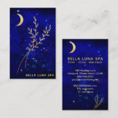 Carte De Visite *~* Blue Gold Crescent Moon Branch Feuilles (Devant / Derrière)