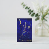 Carte De Visite *~* Blue Gold Crescent Moon Branch Feuilles (Debout devant)